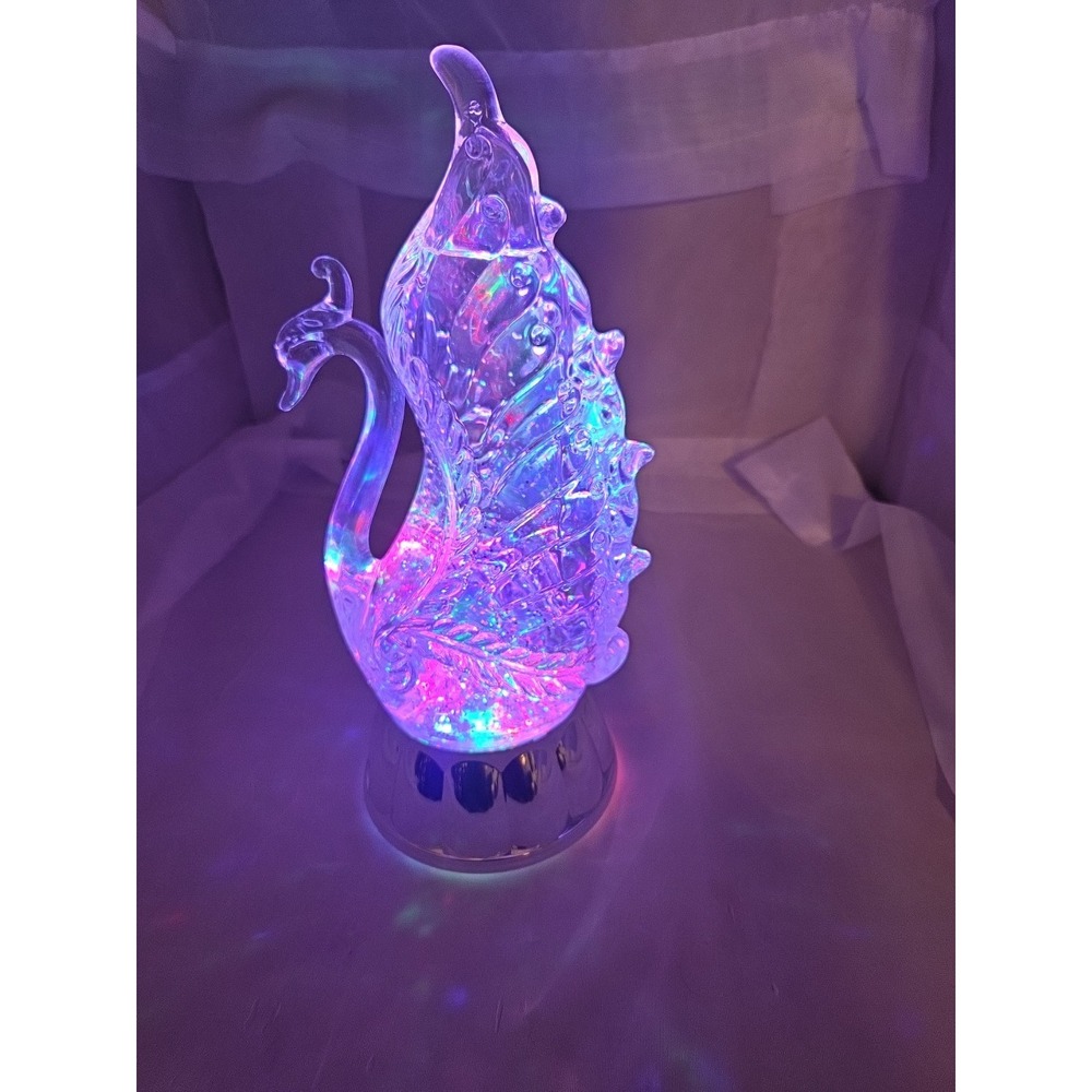 Cracker Barrel 11" Christmas‎ Swan Glitter Globe Lamp TESTED Fast Shipping